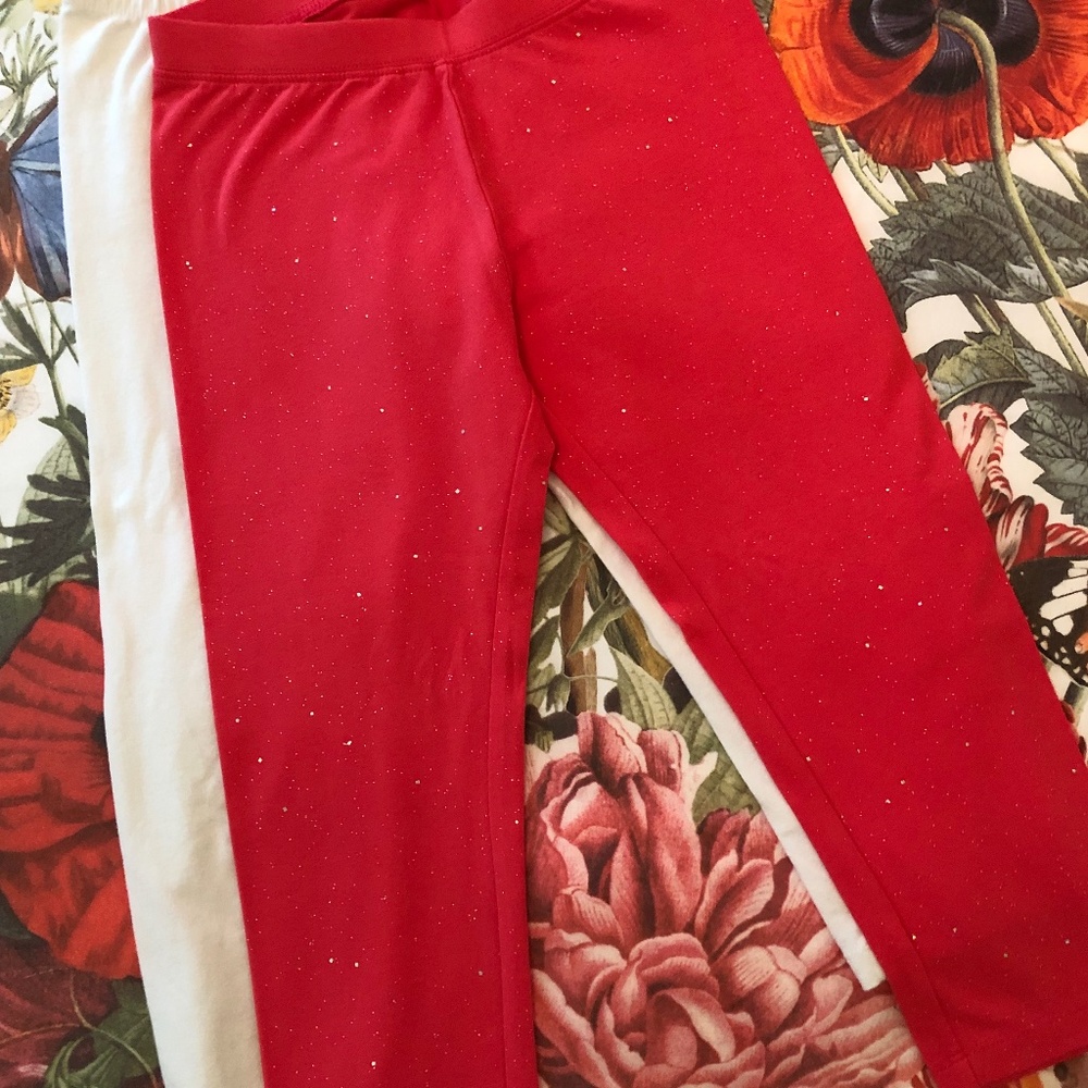 Cat & Jack "Capri Leggings in Sparkly mango & cream"
